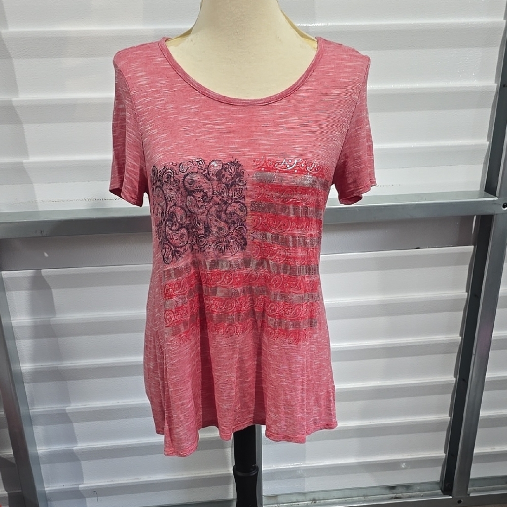 Kim Rogers Red Graphic Short Sleeve Tee‎ Size Medium